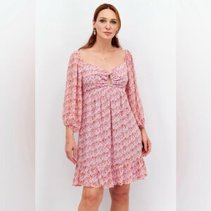 Taylor Paris Floral Chiffon Sheath Dress Smocked Back Size 10